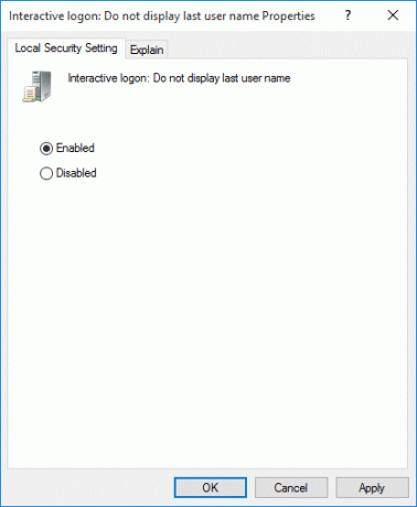 대화형 로그온에 대해 사용으로 설정 마지막 사용자 이름을 표시하지 않음 | Windows 10 로그인 화면에서 이메일 주소 숨기기