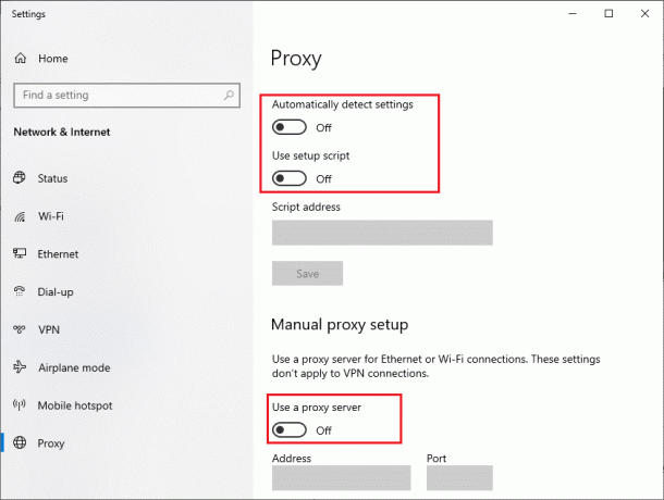 כאן, כבה את ה-Proxy. תקן שגיאה של Microsoft Store 0x80246019