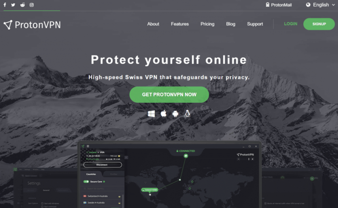 ProtonVPN officiella webbplats