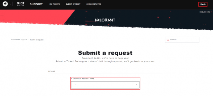 Valorant Support-Seite