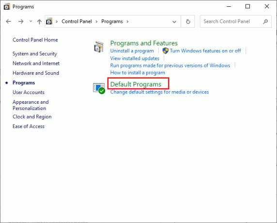 Сега щракнете върху Програми по подразбиране 