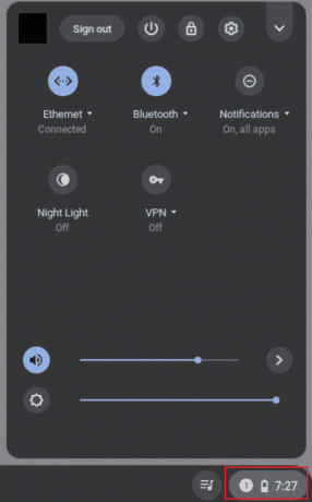 panel de configuración rápida chromebook