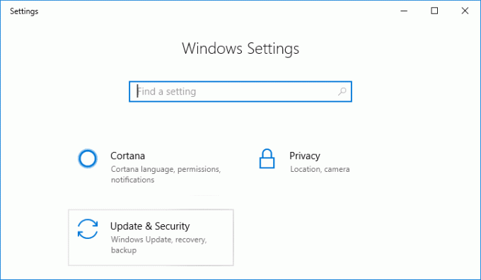 Windows 키 + I를 눌러 설정을 연 다음 업데이트 및 보안 아이콘을 클릭합니다.