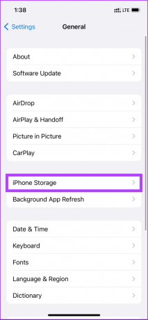 noklikšķiniet uz iPhone Storage