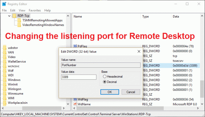 Schimbarea portului de ascultare pentru Desktop la distanță