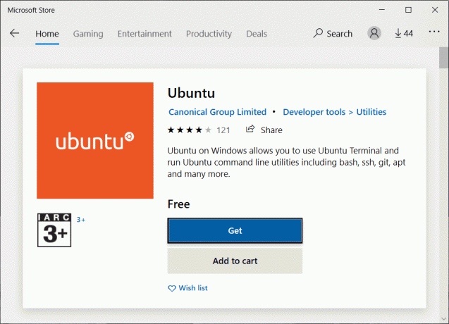 Download Ubuntu in de Microsoft Store