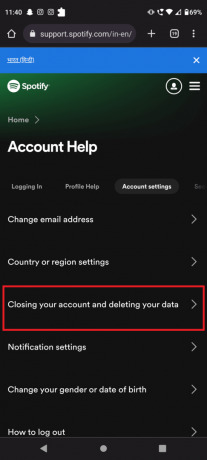 Tik op Uw account sluiten en uw gegevens verwijderen