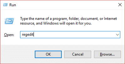 הקש על מקש Windows + R ואז הקלד regedit והקש Enter | השבת לצמיתות את Windows Defender ב-Windows 10