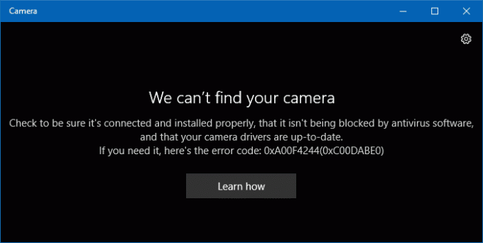 Pataisyti Windows negali rasti arba paleisti fotoaparato klaidos