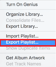Acum, faceți clic pe Export Playlist...| Cum să transferați lista de redare de pe iPhone pe iTunes