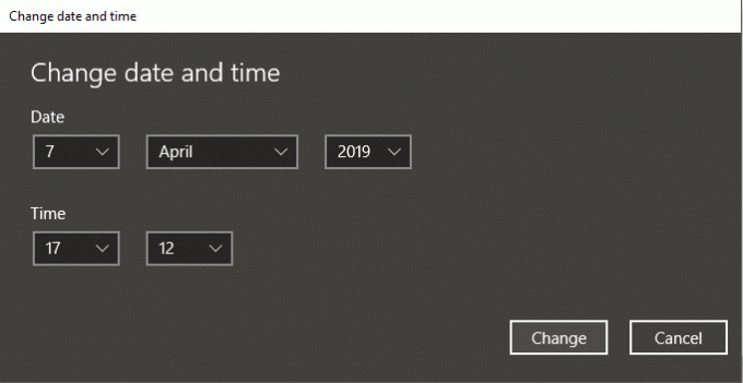 Kliknite na gumb Promijeni i ručno postavite datum i vrijeme