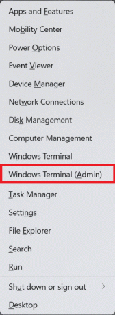 Välj Windows Terminal som administratör eller Windows PowerShell som administratör i snabblänksmenyn Windows 11