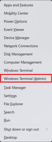 Vyberte Windows Terminal jako správce nebo Windows PowerShell jako správce v nabídce Rychlý odkaz Windows 11