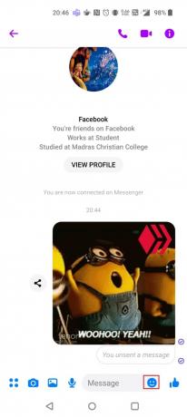 Dodirnite ikonu emotikona u tekstualnom polju | Kako izbrisati GIF na Facebook komentaru