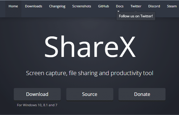 ShareX: n virallinen verkkosivusto. Paras ilmainen näytöntallennin PC: lle