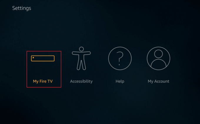 次に、FireTVまたはFireTV Stickのホームページで、[設定]タブに移動し、[My FireTV]をクリックします。