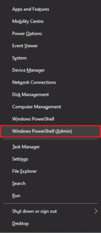 Drücken Sie die Tasten Windows und X zusammen und wählen Sie Windows Powershell Admin