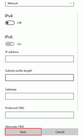attiva l'interruttore di IPv6 e inserisci i dettagli