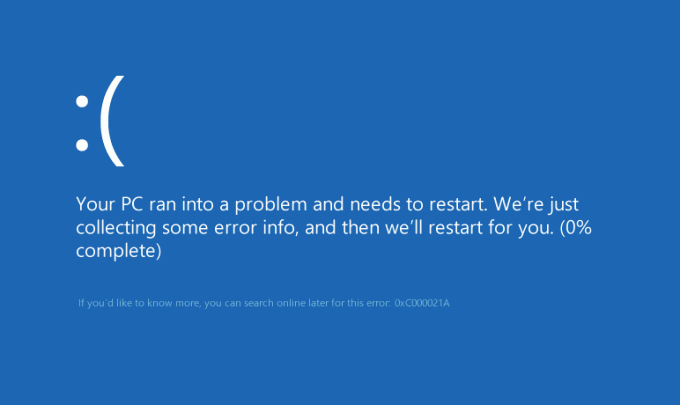 Javítsa ki a 0xc000021a számú BSOD hibát a Windows 10 rendszerben