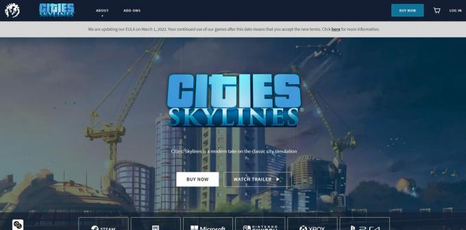 Página oficial das cidades: Skylines