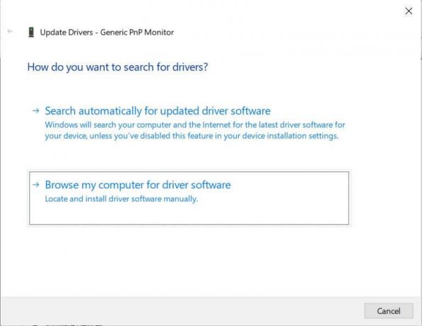 Klik på Gennemse min computer for driversoftware | Windows 10 lysstyrkeindstillinger virker ikke [LØST]