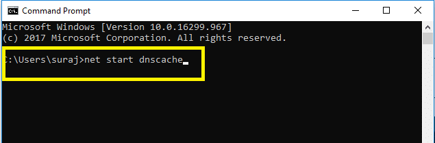 บริการ net start dnscache