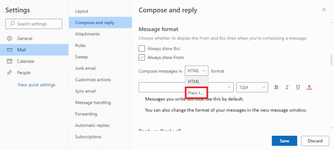 اكتب رسالة وحدد نص عادي. إصلاح زر التوقيع لا يعمل في Outlook