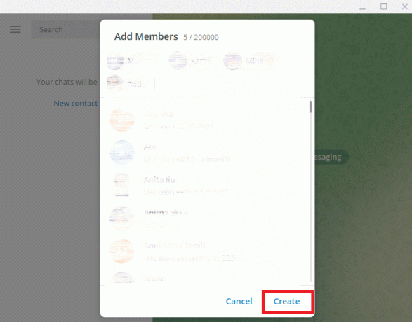 انقر فوق إنشاء. كيفية إضافة أعضاء في Telegram Group