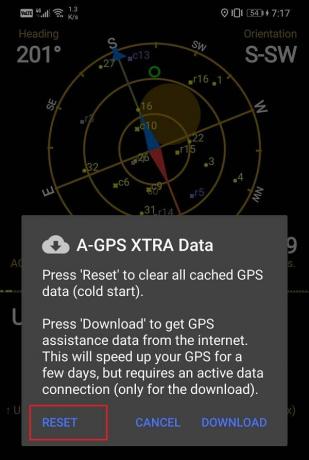 Pieskarieties pogai Atiestatīt | Kā uzlabot GPS precizitāti operētājsistēmā Android