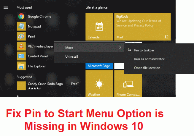 Napraw brak opcji Pin do menu Start w systemie Windows 10