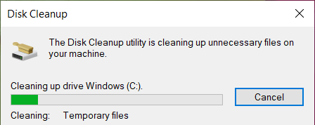 ยูทิลิตี้ Disk Cleanup กำลังล้างไฟล์ที่ไม่จำเป็นในเครื่องของคุณ