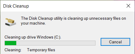 Espere a que la utilidad Liberador de espacio en disco termine el proceso. Cómo eliminar archivos de configuración de Win en Windows 10