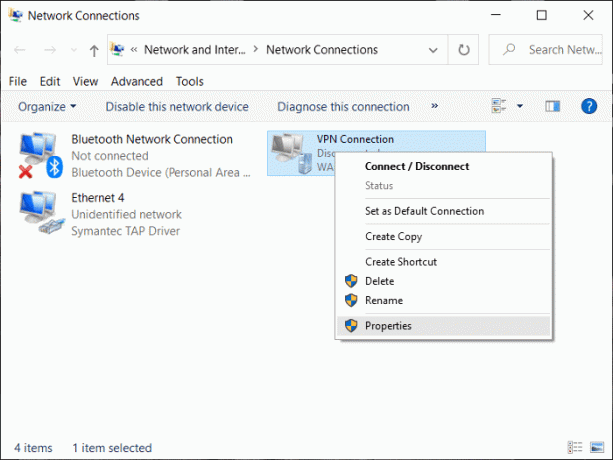 Fai clic con il pulsante destro del mouse sul server VPN appena creato e seleziona Proprietà